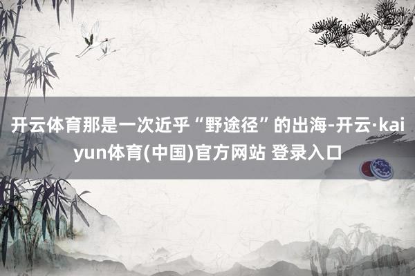 开云体育那是一次近乎“野途径”的出海-开云·kaiyun体育(中国)官方网站 登录入口