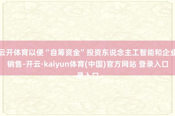 云开体育以便“自筹资金”投资东说念主工智能和企业销售-开云·kaiyun体育(中国)官方网站 登录入口